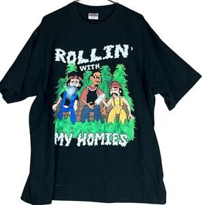 Pro Team Mens TShirt Black Rollin With My Homies Heavy Weight Short Sleeve 2XL